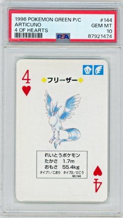 1996 Pokemon Green Playing Cards Articuno #144 4 Of Hearts PSA 10 - Image 1