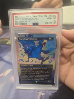 MTG Final Fantasy Traveling Chocobo PSA 10 Neon Ink Blue - Image 1
