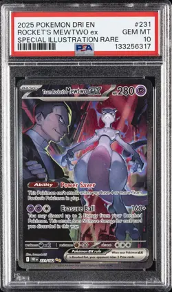 2025 POKEMON DRI EN-DESTINED RIVALS #231 TEAM ROCKET'S MEWTWO EX PSA 10 - Image 1