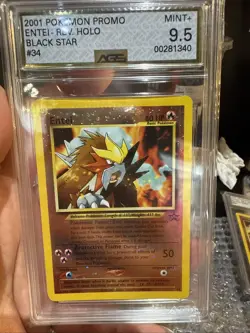 2001 Pokemon Entei Black Star Promos Reverse Holo #34 Graded AGS 9.5 (2 Slabs) - Image 1