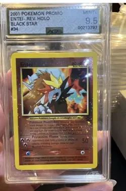 2001 Pokemon Entei Black Star Promos Reverse Holo #34 Graded AGS 9.5 (2 Slabs) - Image 2