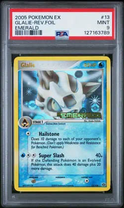 2005 POKEMON EX EMERALD #13 GLALIE-REVERSE FOIL PSA 9 - Image 1