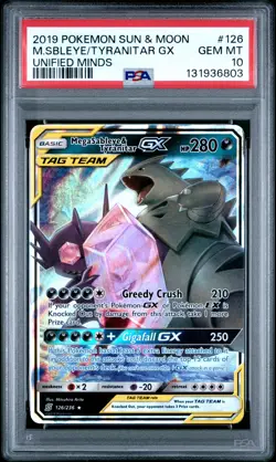 2019 POKEMON SUN & MOON UNIFIED MINDS #126 MEGA SABLEYE & TYRANITAR GX PSA 10 - Image 1