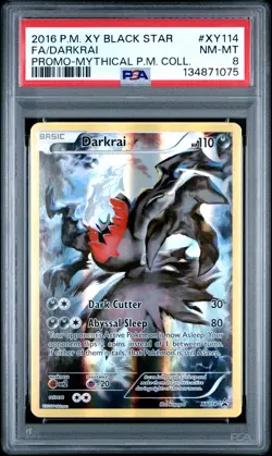 2016 POKEMON XY BLACK STAR PROMO MYTHICAL POKEMON COLL FULL ART/DARKRAI PSA 8 - Image 1