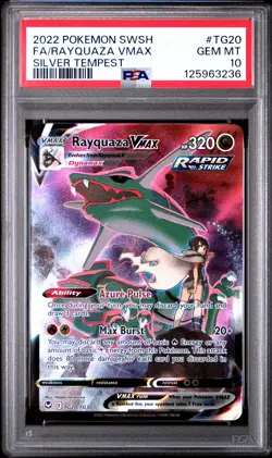 2022 POKEMON SWORD & SHIELD SILVER TEMPEST #TG20 FULL ART/RAYQUAZA VMAX PSA 10 - Image 1