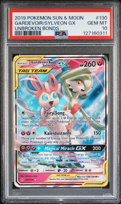 2019 POKEMON SUN & MOON UNBROKEN BONDS #130 GARDEVOIR & SYLVEON GX PSA 10 - Image 1