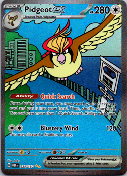 Pidgeot ex 225/197 Special Illustration Rare Obsidian Flames Pokemon TCG - Image 1