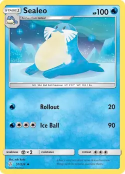 Pokemon TCG Sealeo Sun & Moon - Cosmic Eclipse 51/236 Regular Uncommon - Image 1