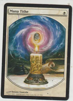x1 card MTG Players Rewards Textless Full Art Mana Tithe (2008) Ex-GOOD - Image 1