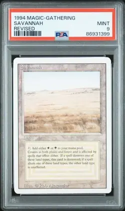 1994 Magic the Gathering MTG Revised Dual Land SAVANNAH PSA 9 Mint - Image 1
