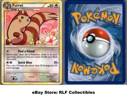 2010 Pokemon, Heartgold & Soulsilver, #21/123 Furret, Rare - Image 1