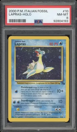 2000 Pokemon ITALIAN Unlimited Fossil Lapras Holo 10/62 PSA 8 NM-MT - Image 1