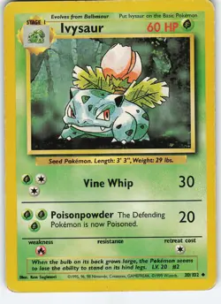 Ivysaur 030/102 Base Set Uncommon Normal MP Pokemon - Image 1
