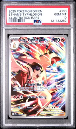 2025 POKEMON DRI EN-DESTINED RIVALS ILLUSTRATION RARE ETHAN'S TYPHLOSION PSA 10 - Image 1