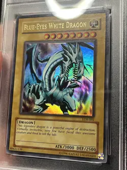 PSA 8 Blue-Eyes White Dragon LOB-001 Original Print Yugioh Misprint Foil Shift - Image 2