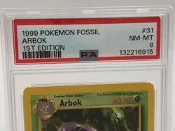 1999 POKEMON FOSSIL Trading Card ARBOK #31/62 1ST EDITION graded PSA NM-MT 8 - Image 2