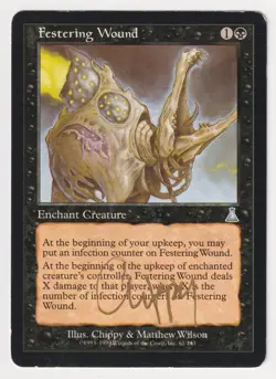 Gold Signed Festering Wound Proof HP Urza's Destiny Artist Chippy MTG Magic AP! - Image 1