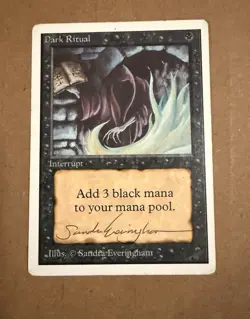 Mtg. Unlimited. Dark Ritual. Signed. Played. - Image 1