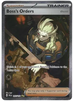 Pokemon TCG Boss's Orders Trainer Full Art Holo Rare Card 265 Paldea Evolved - Image 1