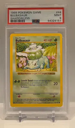 PSA 9 - Pokemon BULBASAUR 44/102 - Base Set SHADOWLESS - Starter MINT - Image 1