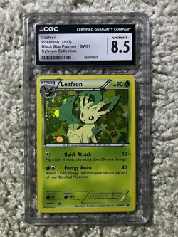 Leafeon CGC 8.5 Pokemon 2013 Black & White Sylveon Collection BW87 Swirl POP 38 - Image 1