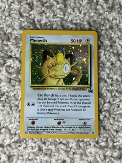 Meowth Holo Pokemon WOTC 2000 Black Star Promo #10 Swirl NM - Image 1