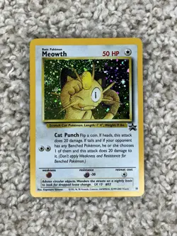 Meowth Holo Pokemon WOTC 2000 Black Star Promo #10 Swirl NM - Image 2