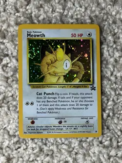 Meowth Holo Pokemon WOTC 2000 Black Star Promo #10 Swirl NM - Image 3