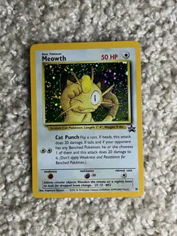 Meowth Holo Pokemon WOTC 2000 Black Star Promo #10 Swirl NM - Image 4