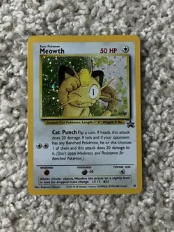 Meowth Holo Pokemon WOTC 2000 Black Star Promo #10 Swirl NM - Image 5