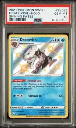 2021 POKEMON SWORD & SHIELD SHINING FATES #SV036 DRACOVISH-HOLO PSA 10 - Image 1