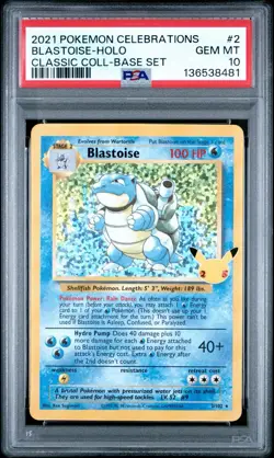 2021 POKEMON CELEBRATIONS CLASSIC COLL #2 BLASTOISE-HOLO PSA 10 - Image 1