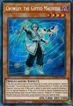 Yugioh Crowley, The Gifted Magistus BLMM-EN044 Secret Rare 1st Edition - Image 1
