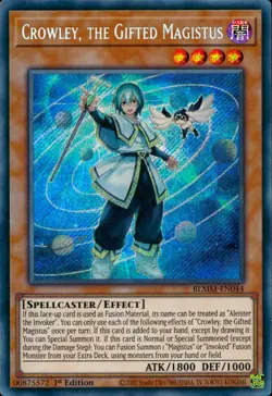 Yugioh Crowley, The Gifted Magistus BLMM-EN044 Secret Rare 1st Edition - Image 5