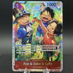 One Piece Carrying On His Will #OP13-007 Super Rare Foil TCG Ace & Sabo & Luffy - Image 1