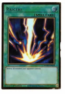 Yu-Gi-Oh Card: Raigeki MGED-EN038 Gold Rare 1st Edition! GD - Image 1