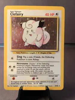 Pokemon TCG Clefairy 5/102 Base Set Unlimited Holo Rare VTG WOTC 1999 MP/HP - Image 1