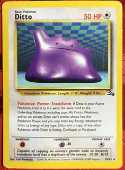 Pokemon TCG Ditto 18/62 Fossil Unlimited Rare Non-Holo - Image 1