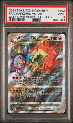 2022 POKEMON SWSH BLACK STAR PROMO #262 FULL ART/CHARIZARD VSTAR PSA 9 - Image 1