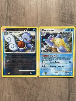 Pokemon TCG Wartortle Reverse Holo 65/127 + Blastoise Holo 2/127 Platinum - Image 1