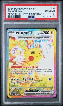 2024 POKEMON SSP EN-SURGING SPARKS SPECIAL ILLUSTRATION RARE PIKACHU EX PSA 10 - Image 1