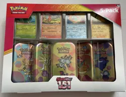 Pokemon Scarlet & Violet - 151 (5-Pack) Mini Tins w/ 4 Promos Costco Bundle - Image 1