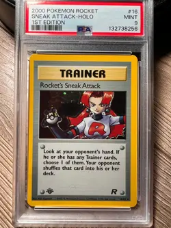 2000 Pokemon 1ST ED Rocket's Sneak Attack Holo #16 PSA 9 MINT - 2025 CASE - Image 1