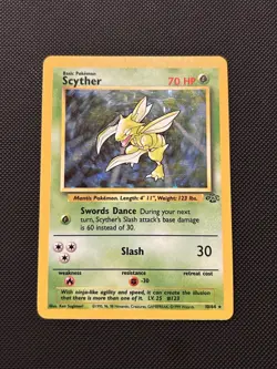 Pokemon TCG Scyther Jungle 10/64 Holo 1999-2000 WOTC Base Set Holo Rare LP - Image 1
