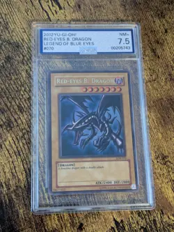 Yugioh Red-Eyes B. Dragon LOB-070 Unlimited Ultra Rare Graded AGS NM + 7.5 - Image 1