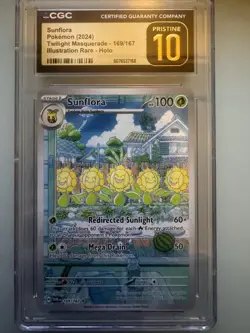 CGC PRISTINE 10 Sunflora 169/167 Twilight Masquerade IR Pokemon Card POP 1 of 4 - Image 1