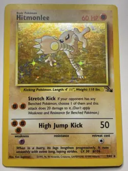 Hitmonlee 7/62 Base Set Fossil Set Holo Pokemon Card | LP - Image 1