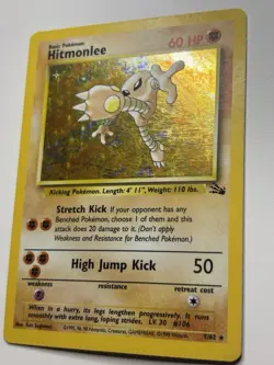 Hitmonlee 7/62 Base Set Fossil Set Holo Pokemon Card | LP - Image 3