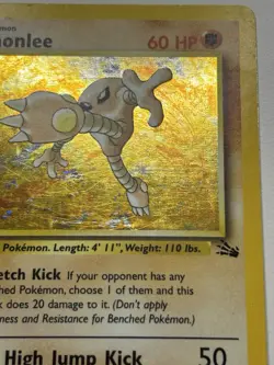 Hitmonlee 7/62 Base Set Fossil Set Holo Pokemon Card | LP - Image 4