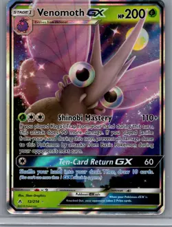 Venomoth GX 12/214 Sun & Moon Unbroken Bonds Ultra Rare 2019 Pokemon Card - Image 1